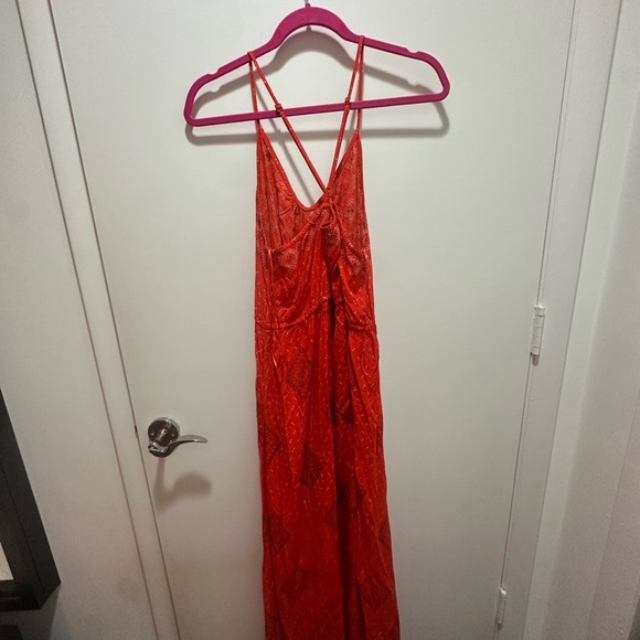 Long Cute Orange Dress criss cross back size XL - Picture 5 of 7
